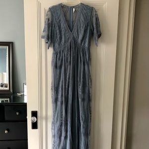 Pinkblush Blue Lace Mesh Overlay Maternity Maxi